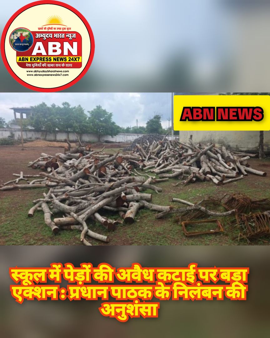 स्कूल में पेड़ों की अवैध कटाई पर बड़ा एक्शन : प्रधान पाठक के निलंबन की अनुशंसा, अध्यक्ष और सचिव पर FIR की तैयारी